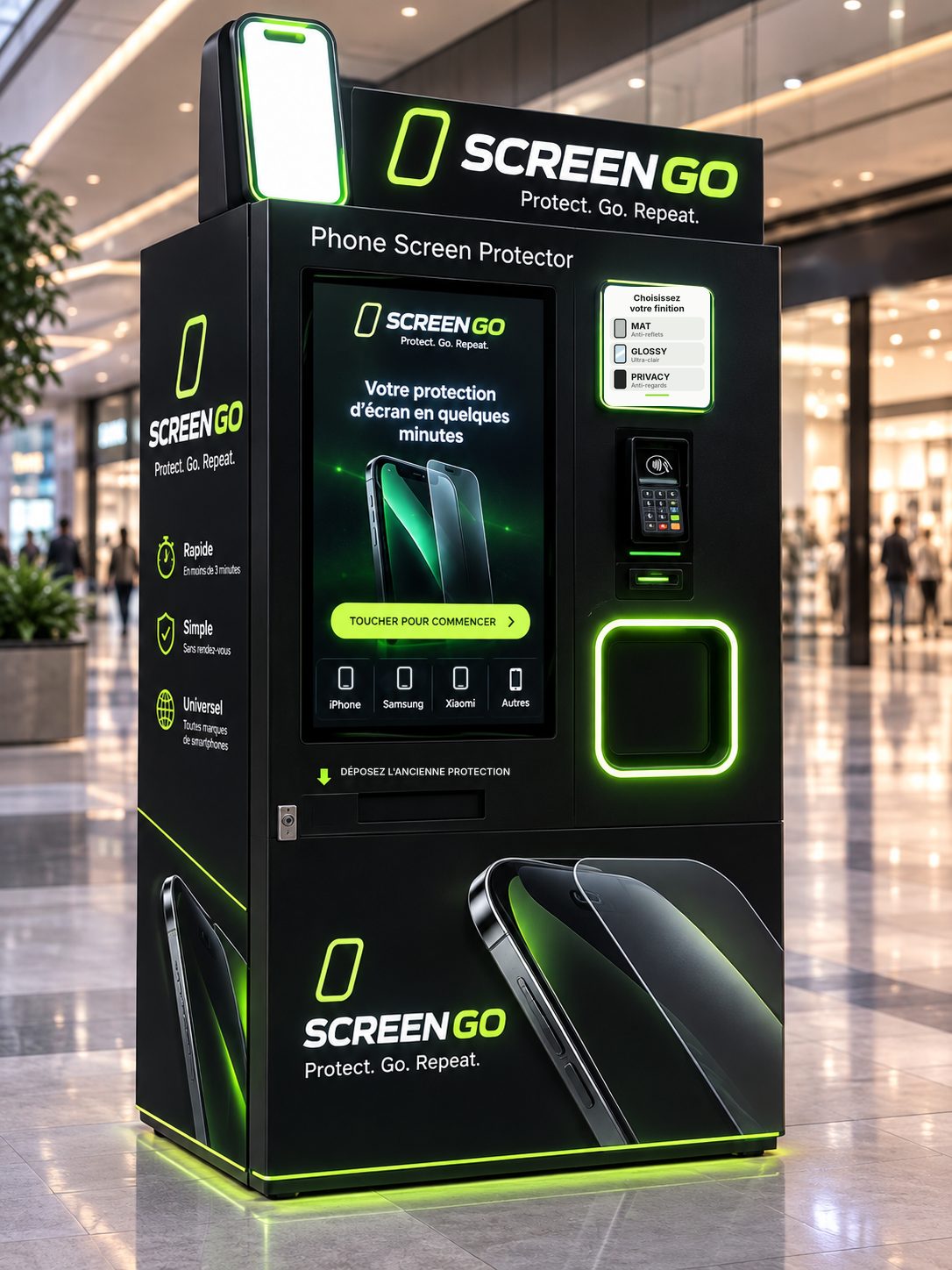 La borne Screen Go vue de face